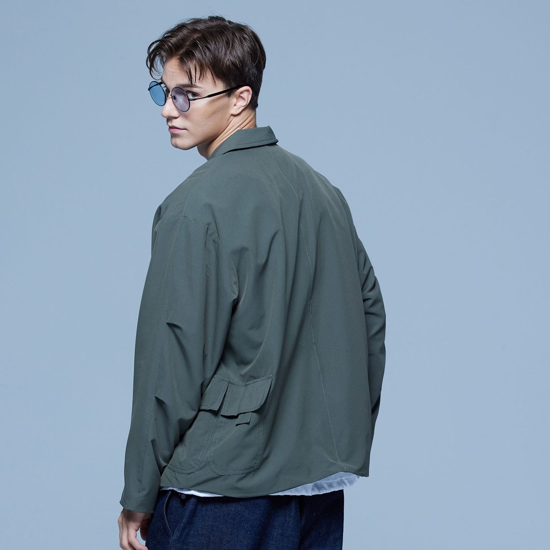 Stone As - Relaxed fit blazer / 机能西装外套 军绿 - 男装外套 - 棉 绿色