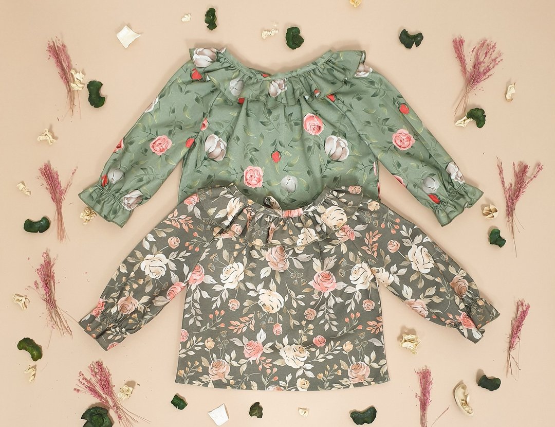 Boho ruffle blouse for baby girl, boho baby girl outfit, bohemian baby clothes - 童装上衣 - 棉 多色