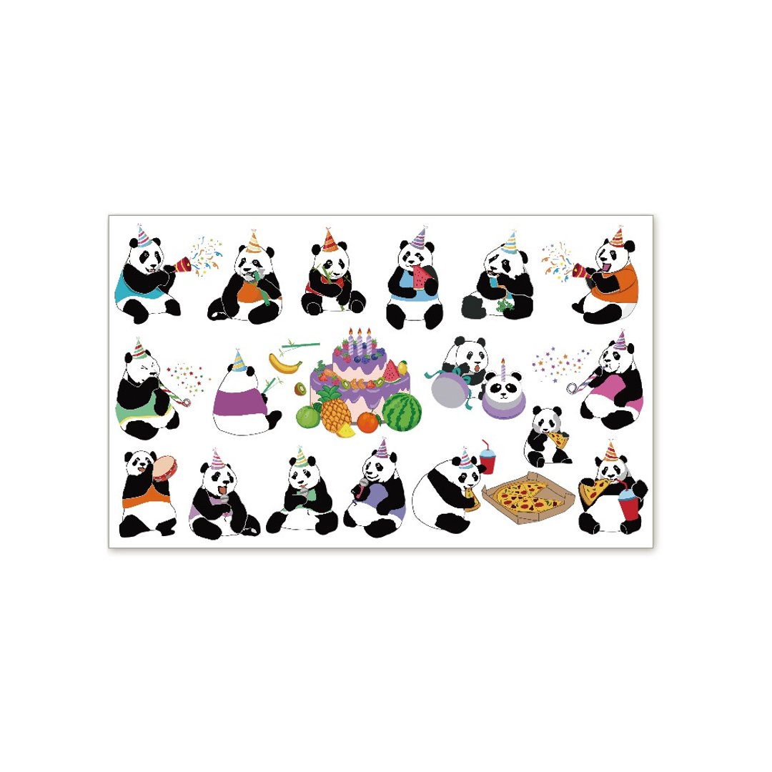HACHOO  猫熊生日快乐 贴纸 - 贴纸 - 纸 灰色