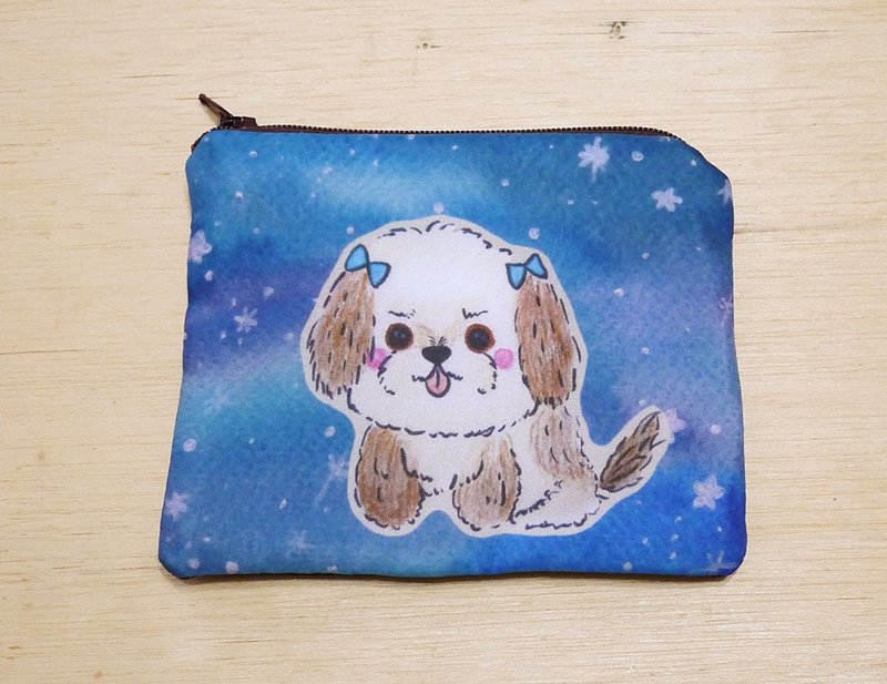 {可定制化手写名字}手绘渲染水彩风格图案 西施犬 钥匙包 零钱包 卡片包 - 零钱包 - 其他材质 多色