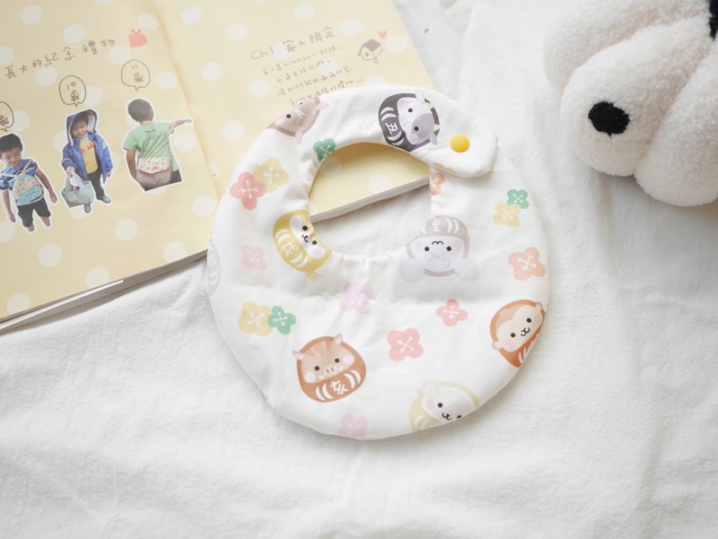 六重纱口水巾 围兜 不倒翁款 - 围嘴/口水巾 - 棉．麻 金色