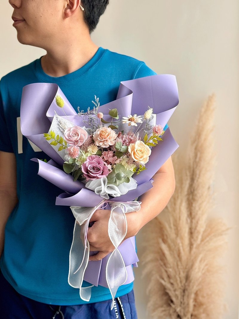 燕子 紫色系永生花束 情人节花束 - 干燥花/捧花 - 植物．花 紫色