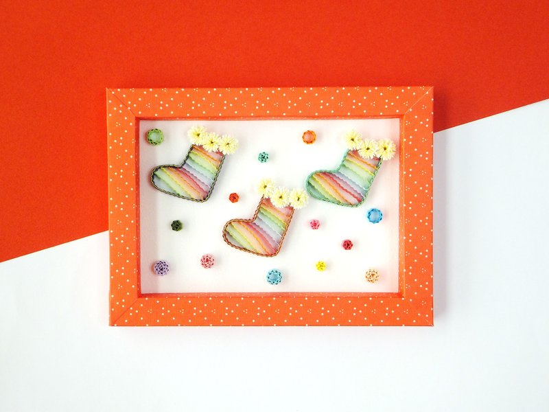 手作卷纸装饰相框-圣诞彩红袜 圣诞节摆饰 - 摆饰 - 纸 红色