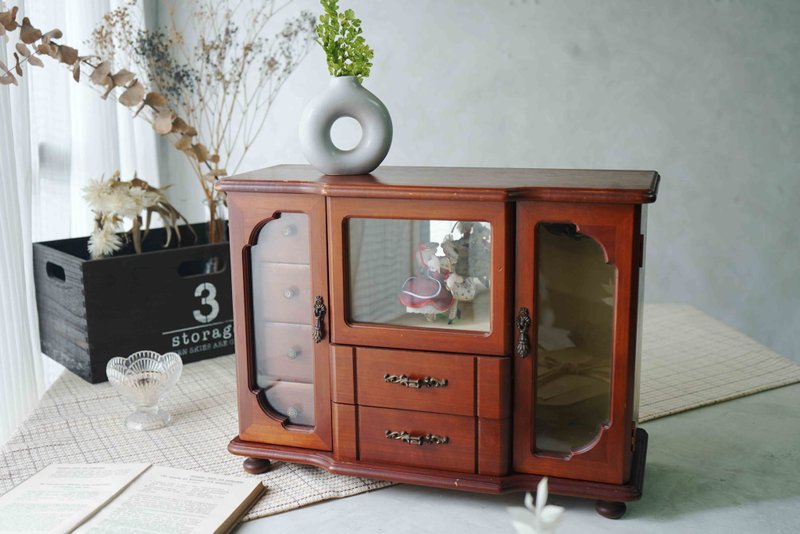 日本杂货古道具-昭和原木四层抽屉双开门收纳柜跳舞娃娃珠宝盒 - 收纳用品 - 木头 咖啡色