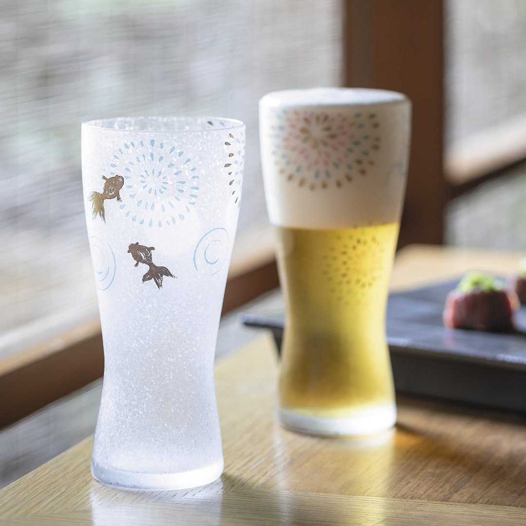 日本ADERIA 雪兔/花火金鱼/波千鸟 对杯2入礼盒 - 酒杯/酒器 - 玻璃 透明