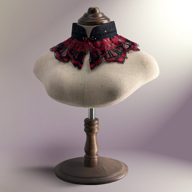 朱鹂展翅蕾丝云肩 - 旗袍 - 其他材质 红色