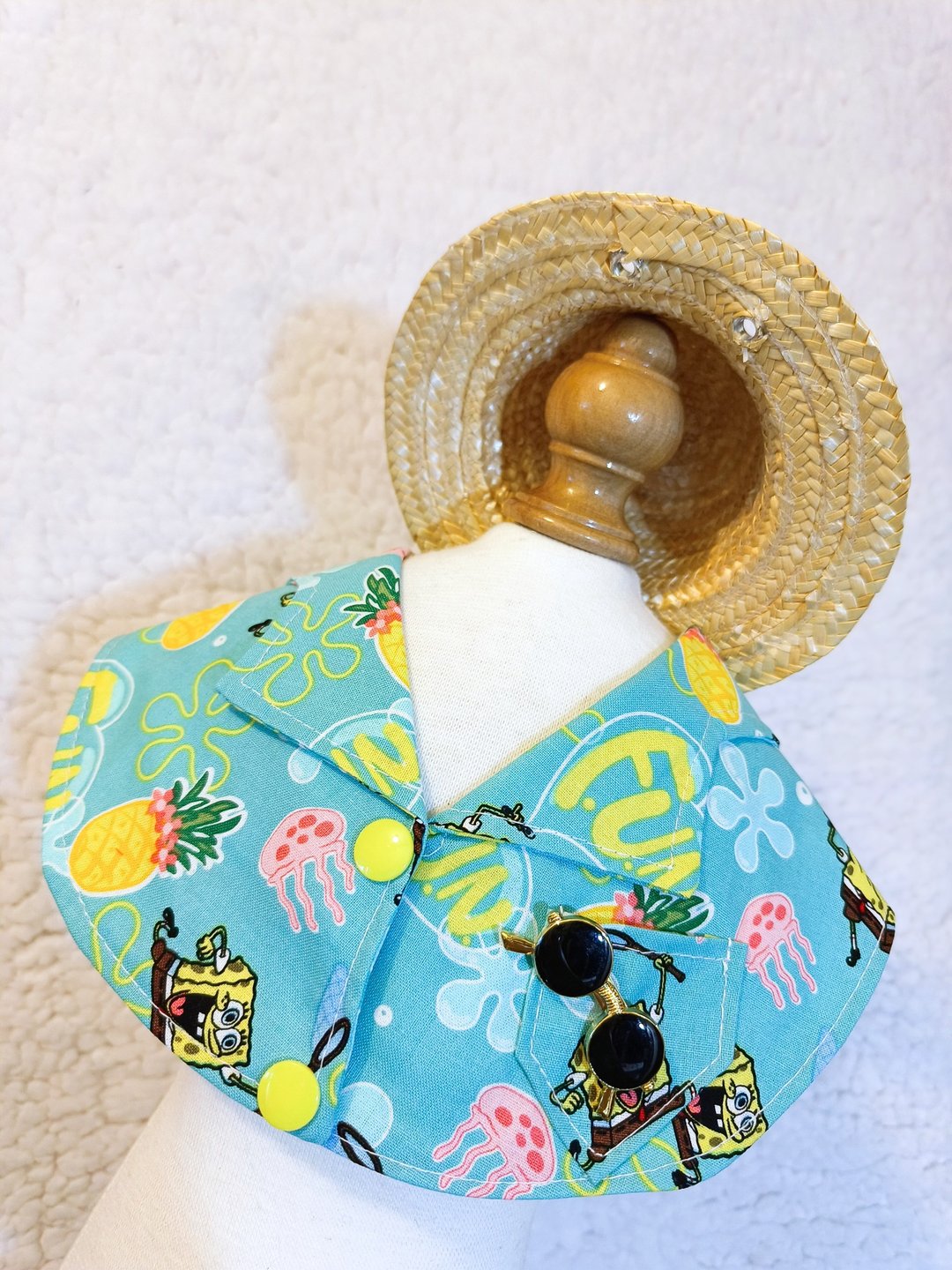 Summer Aloha 海棉宝宝 夏老威恤衫造型颈饰 宠物 猫犬 围巾 颈饰 - 衣/帽 - 棉 红色