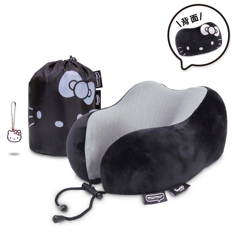 murmur 山丘颈枕 (附收纳袋)│hello kitty (低调黑) | 附吊饰 - 颈枕/旅行枕 - 聚酯纤维 黑色