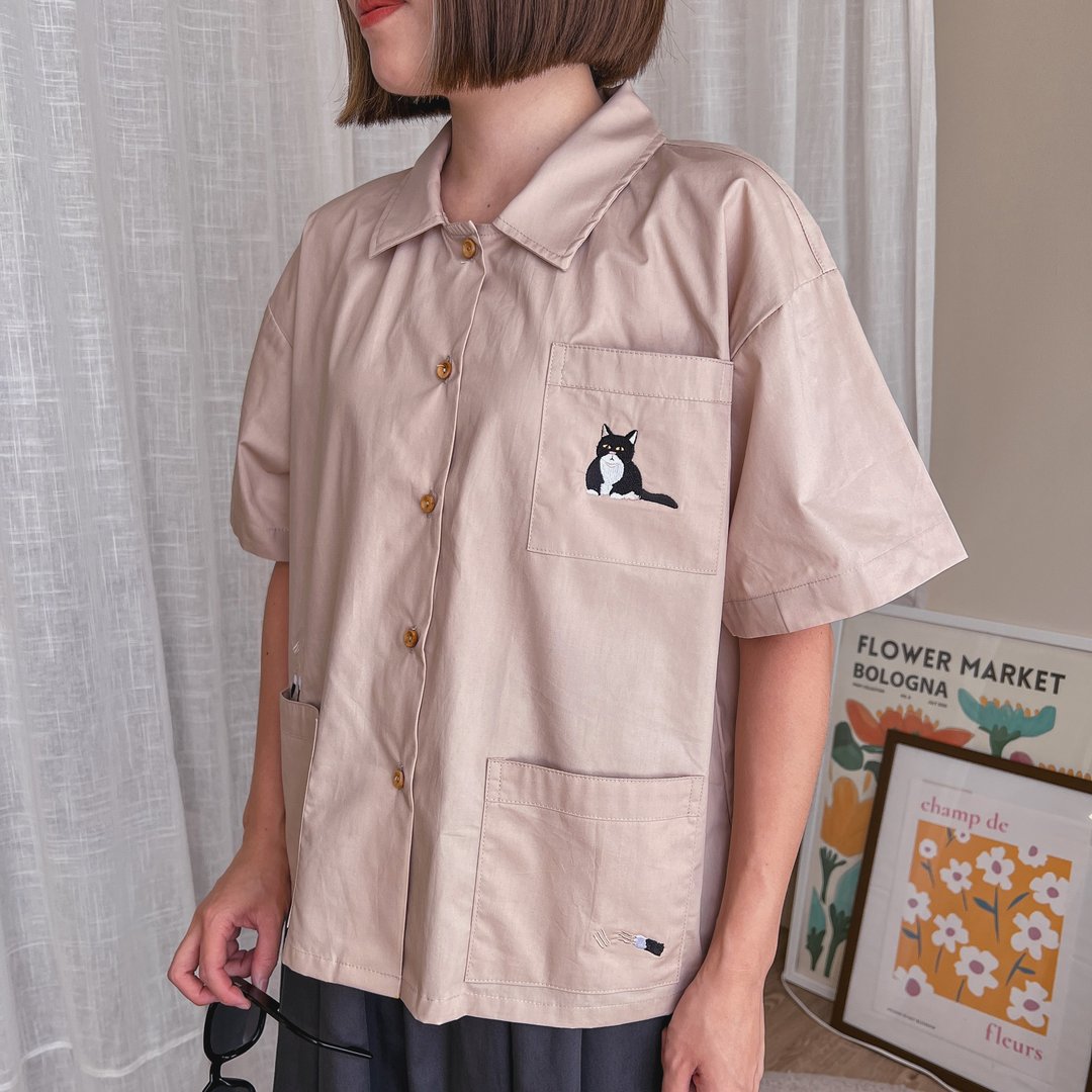 Triple Pockets 衬衫  Nude Color - 女装衬衫 - 棉．麻 粉红色