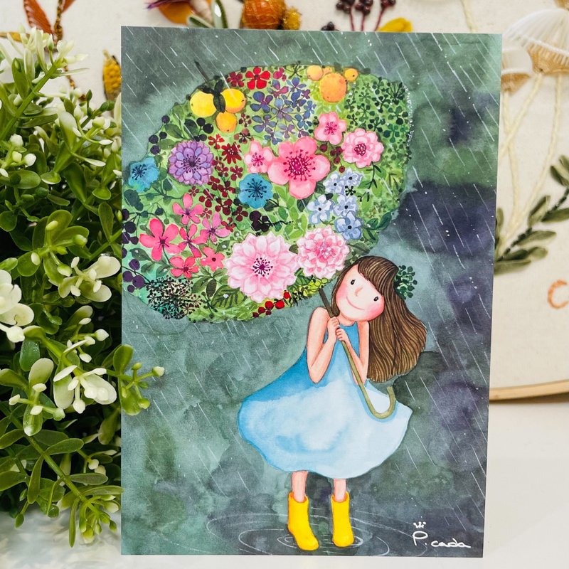 故事明信片-卡塔尔公主系列-雨滴有花香 - 卡片/明信片 - 纸 多色