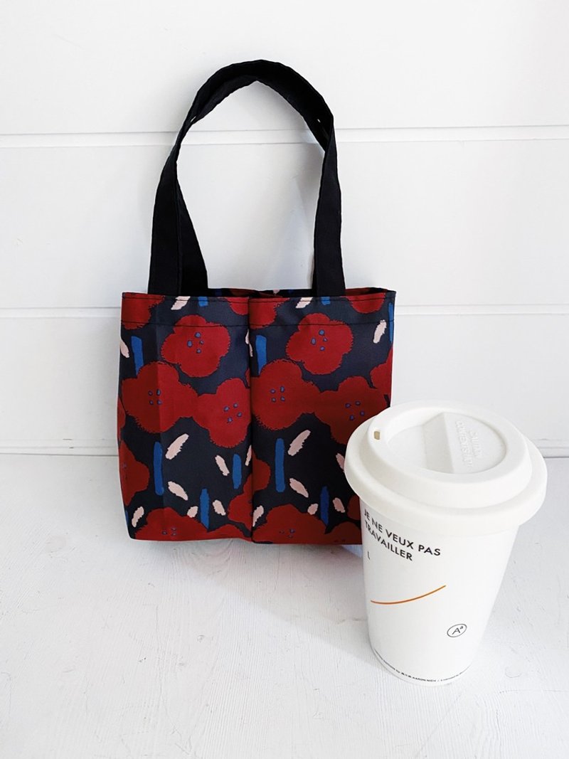 hairmo环保2way双享杯饮料提袋-红蓝花绘 - 随行杯提袋/水壶袋 - 尼龙 红色