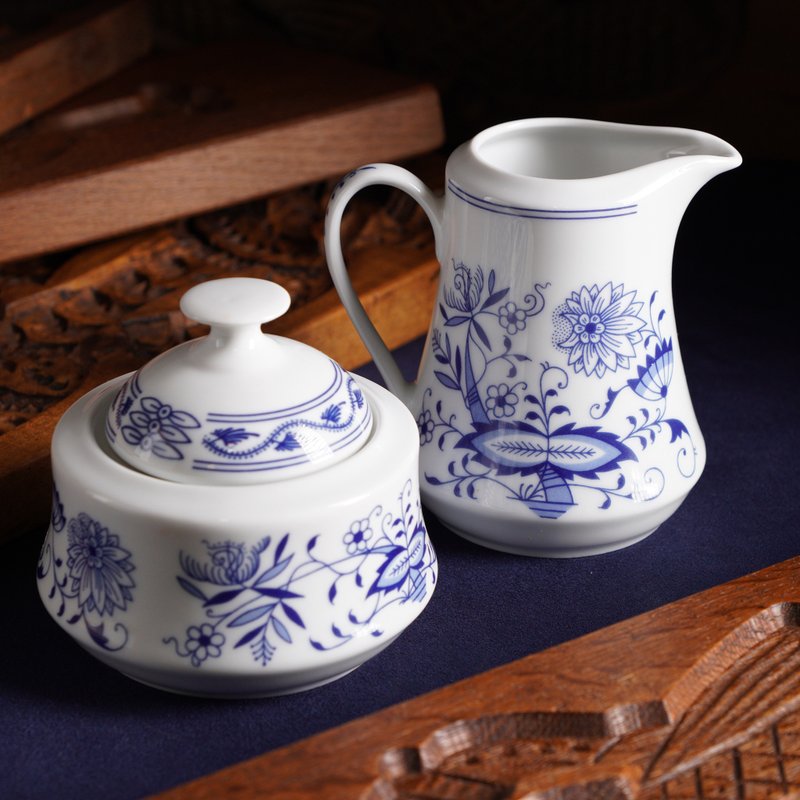 捷克斯洛伐克Bohemia 蓝洋葱 糖罐奶壶组 - 调味罐/酱料瓶 - 瓷 蓝色