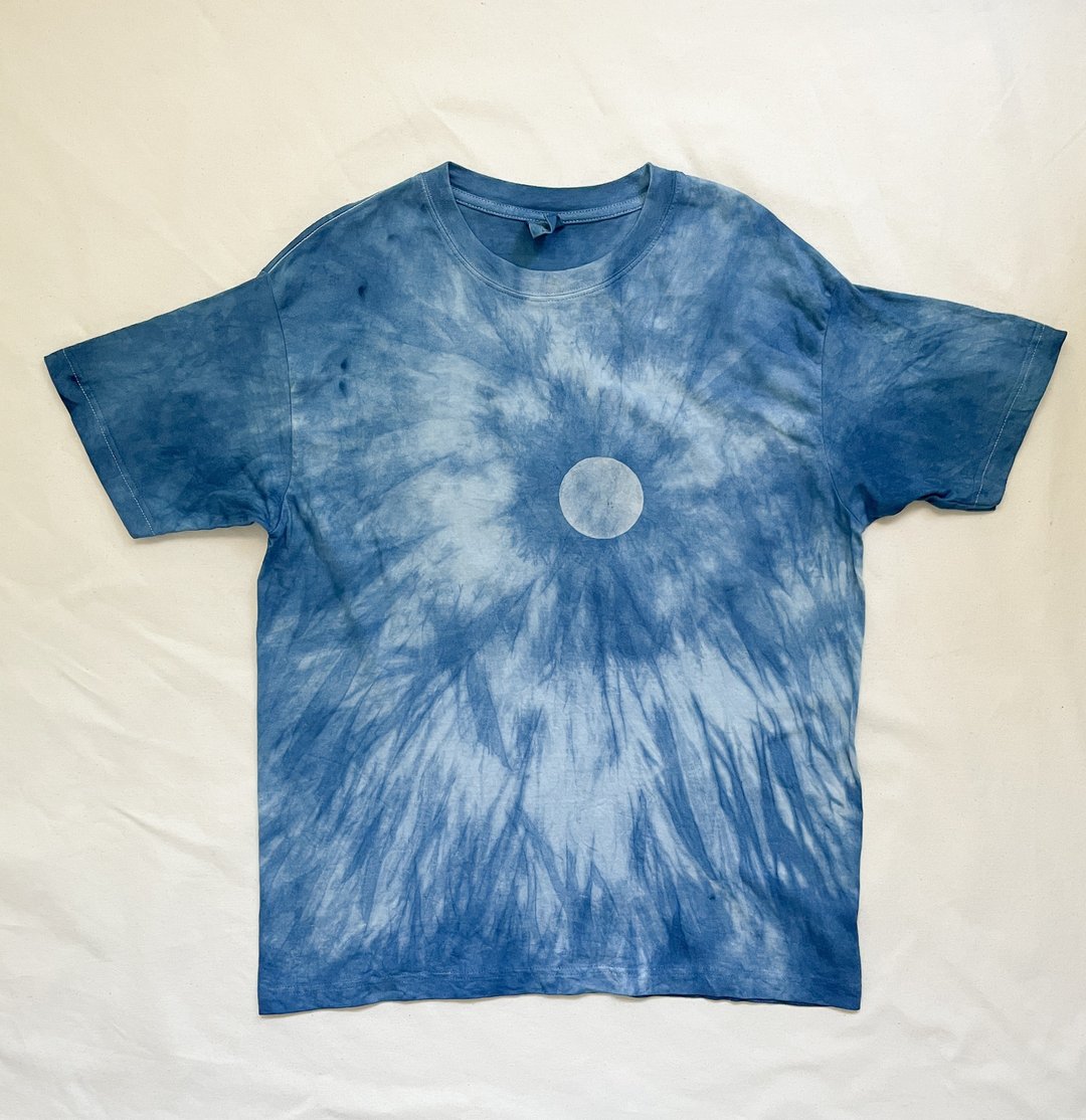日本制 手染 MOONLIGHT TEE1 蓝染 月光绞 shibori Indigo aizome organic cotton - 女装 T 恤 - 棉 蓝色