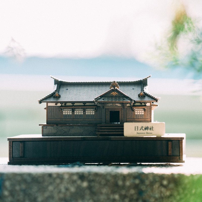 【 DIY 手作】微缩模型-日式神社 东堂 收藏品 日本建筑 立体拼图 - 摆饰 - 木头 咖啡色