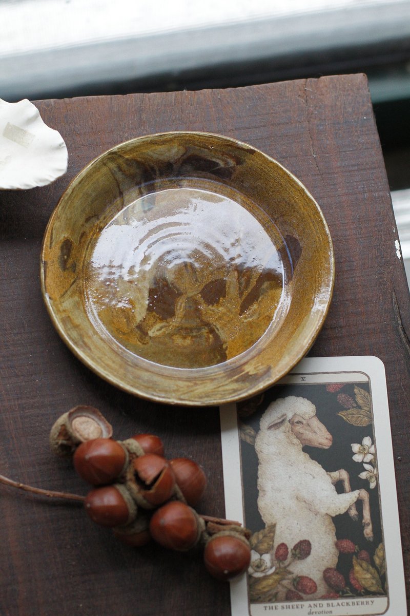 手工陶瓷花莲石纹点心盘/置物盘6 - 盘子/餐盘/盘架 - 陶 咖啡色