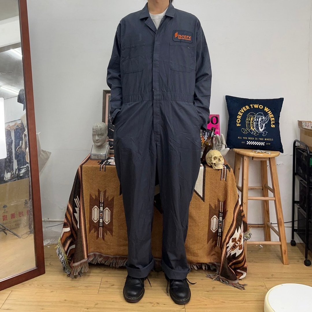 CINTAS 铁灰 长袖 连身工作服 COVERALLS 刺绣布章 古着 二手 - 男士长裤 - 棉 灰色