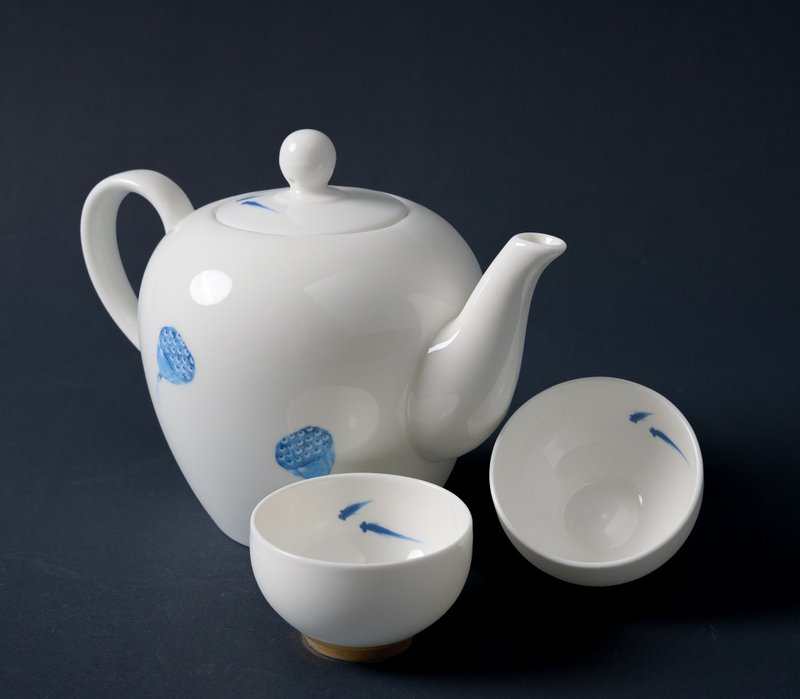 安知莲之乐 贝瓷茶具组 (一壶二杯) - 茶具/茶杯 - 瓷 白色