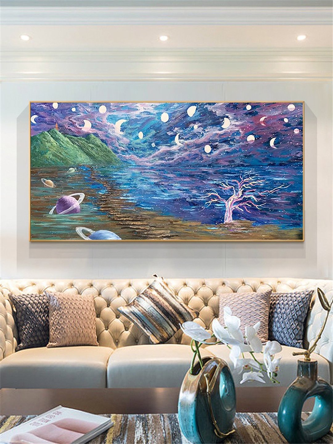 星空  现代抽象画/原创商品/客厅装饰画/挂画/客厅餐厅手绘定制画 - 海报/装饰画/版画 - 亚麻 