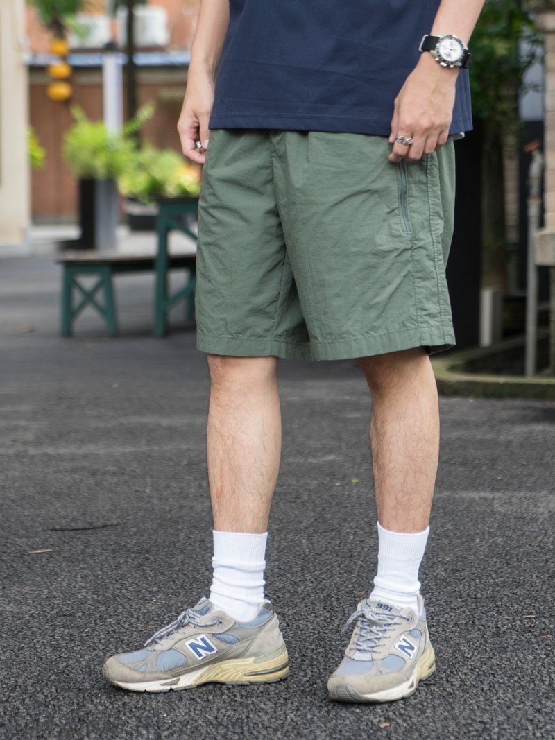 两色山系束带户外风格多带五分短裤防撕裂布日系复古工装 - 男士短裤 - 棉．麻 