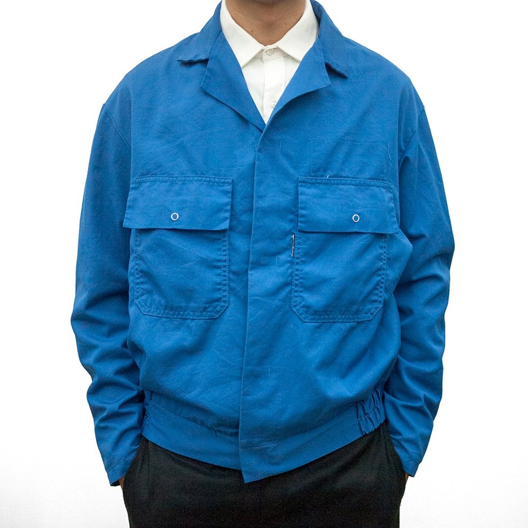 企业版 工作外套 作业服 蓝染 硬挺 古着 二手 汽修 工装 古着 - 男装外套 - 棉 蓝色
