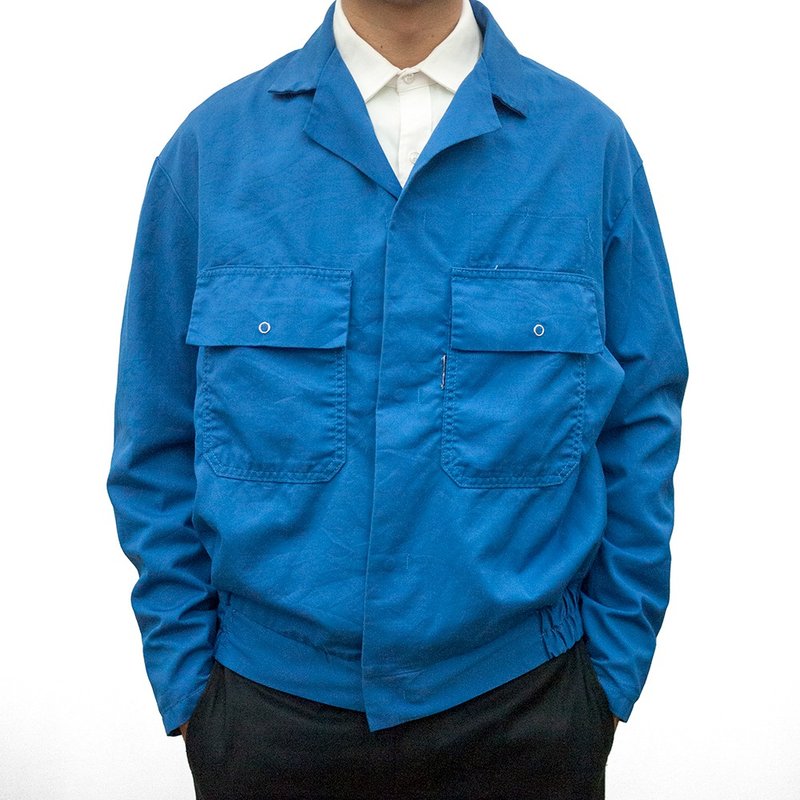 企业版 工作外套 作业服 蓝染 硬挺 古着 二手 汽修 工装 古着 - 男装外套 - 棉．麻 蓝色