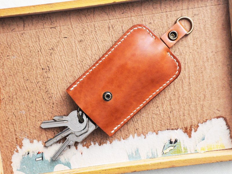 经典钥匙包 好好缝 皮革材料包 免费刻名 手工包 情侣礼物 锁匙包 - 皮件 - 真皮 咖啡色