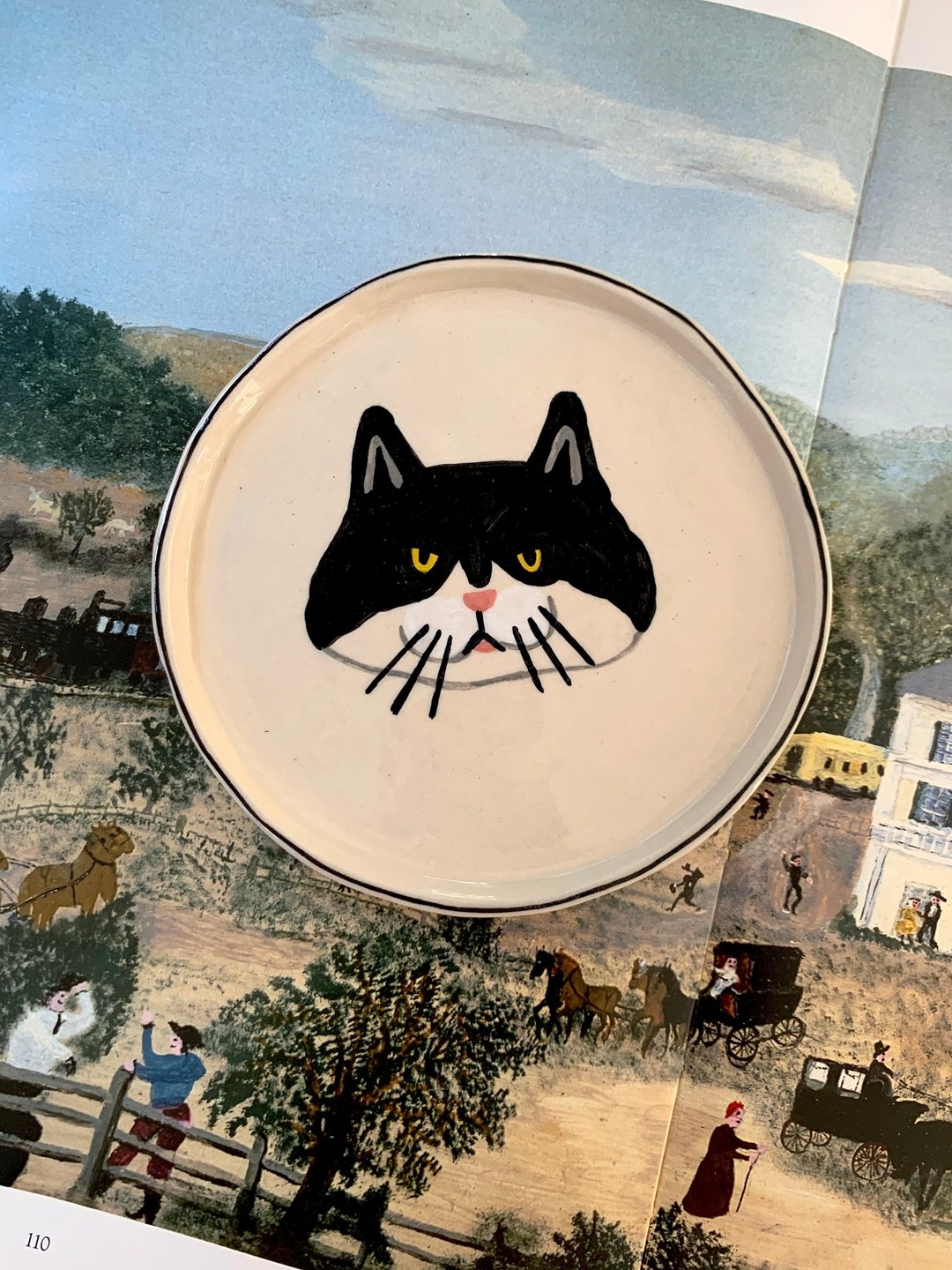 Black Cat plate 01 - 花瓶/陶器 - 陶 黑色