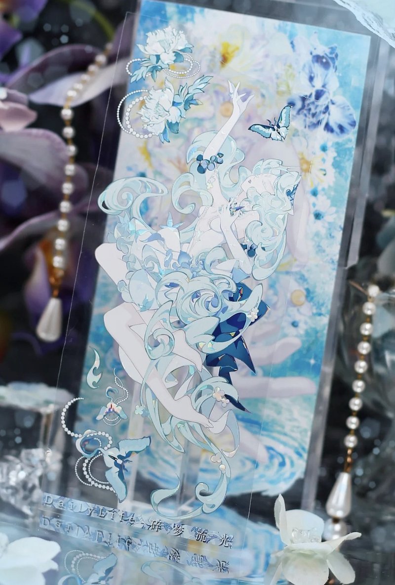 碎夢流光 透明感のある 儚げな幻想少女 PET 紙膠帶 貝殼光 - 纸胶带 - 其他材质 多色