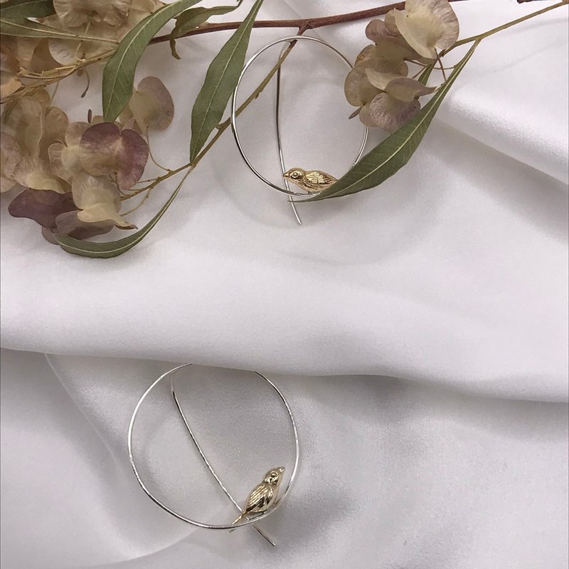 金丝雀耳勾式耳环 - 耳环/耳夹 - 纯银 