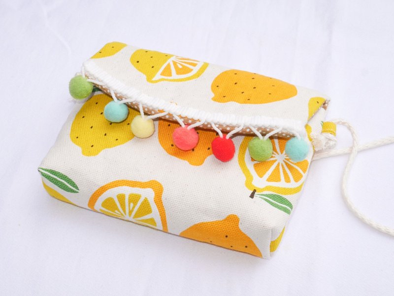 小女孩侧背包-柠檬 - 侧背包/斜挎包 - 棉．麻 黄色