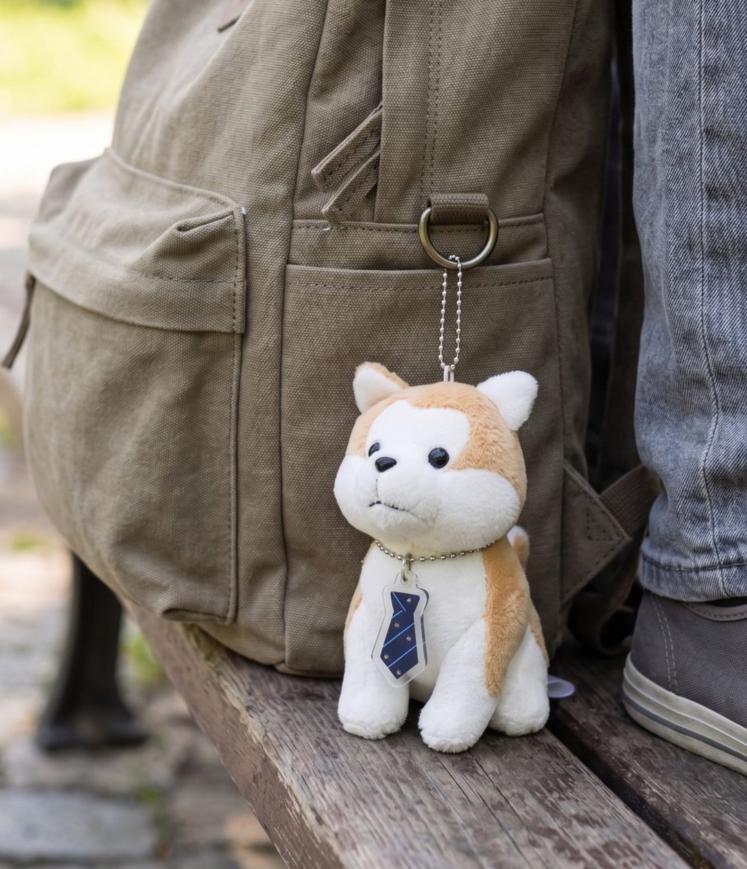 HACHIFULL 秋田犬吊饰 (领带版) - 玩具/玩偶 - 棉 咖啡色