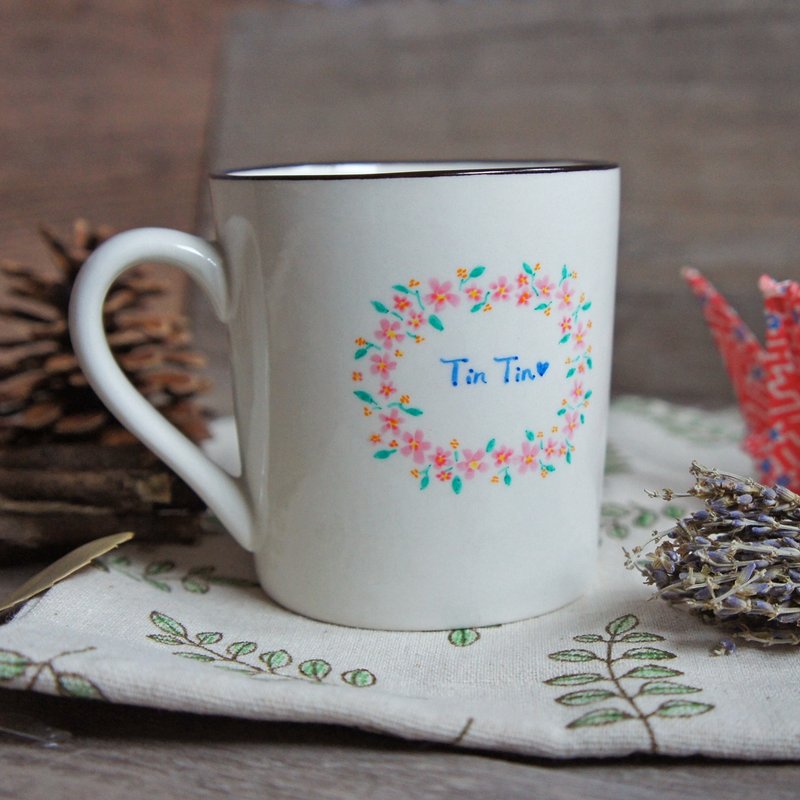 纯手绘/花物语系列-日系蓝花瓷马克杯(免费客订名字) - 咖啡杯/马克杯 - 瓷 蓝色