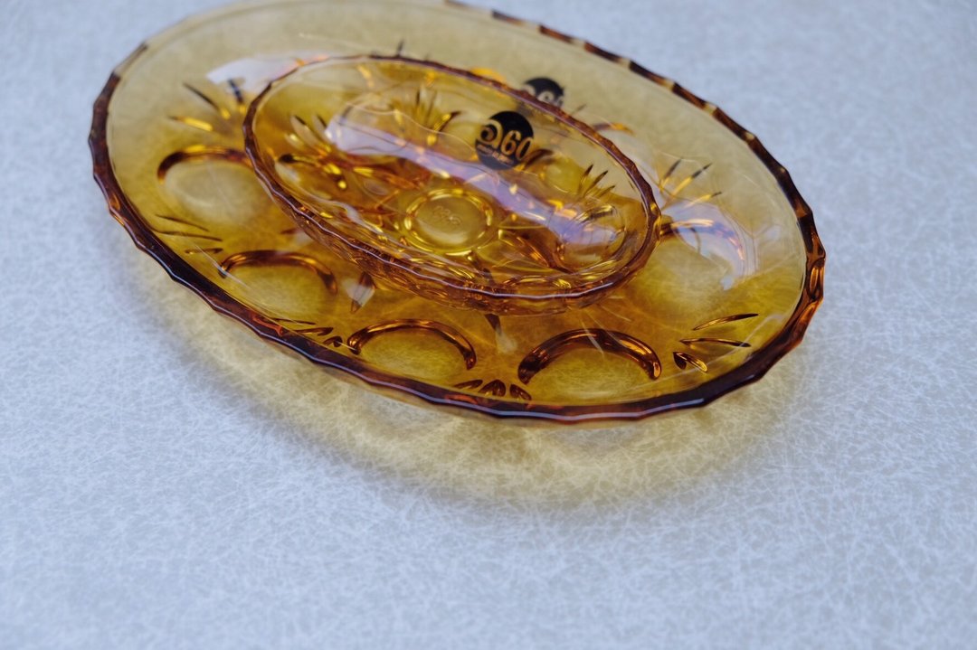 ADERIA ルック椭圆玻璃小皿 琥珀色 两种尺寸 - 盘子/餐盘/盘架 - 玻璃 橘色