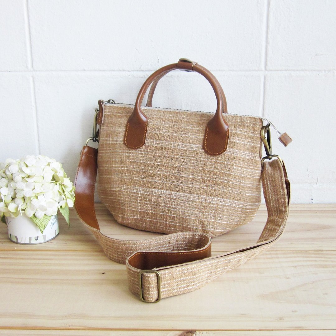 Cross-body Sweet Journey Bags S size Botanical Dyed Cotton Natural-Tan Color - 侧背包/斜挎包 - 棉 橘色