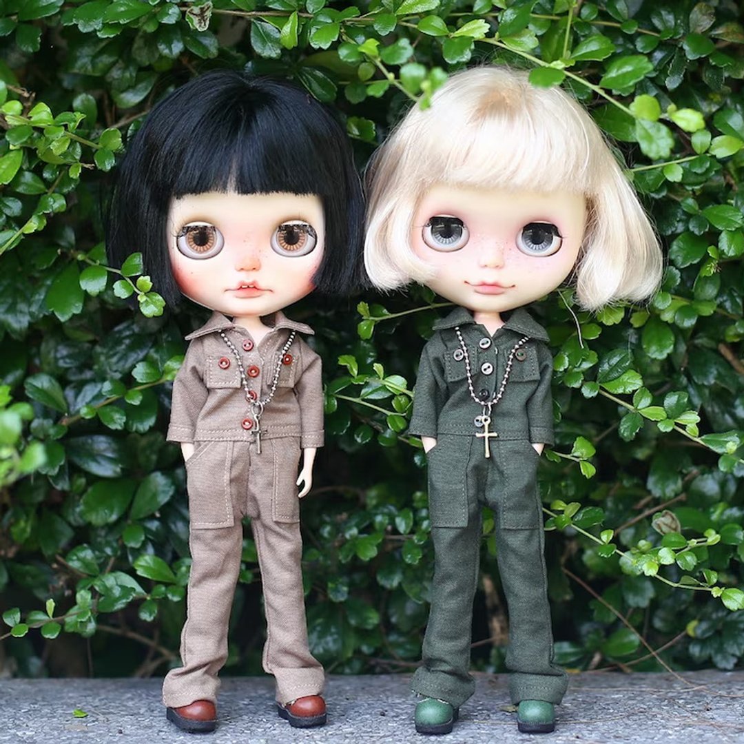 Long jump suit + necklace for Neo Blythe Pullip Licca - 其他 - 棉 