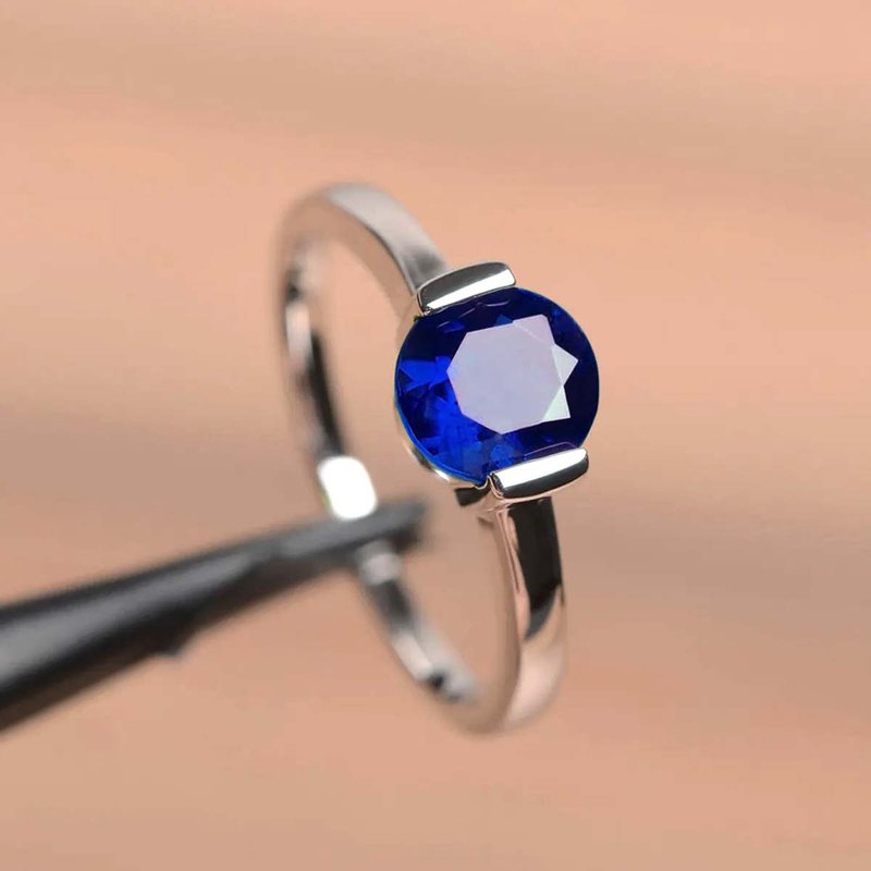 天然蓝宝石 纯银 925 戒指 婚戒或赠礼戒指 - 戒指 - 纯银 蓝色