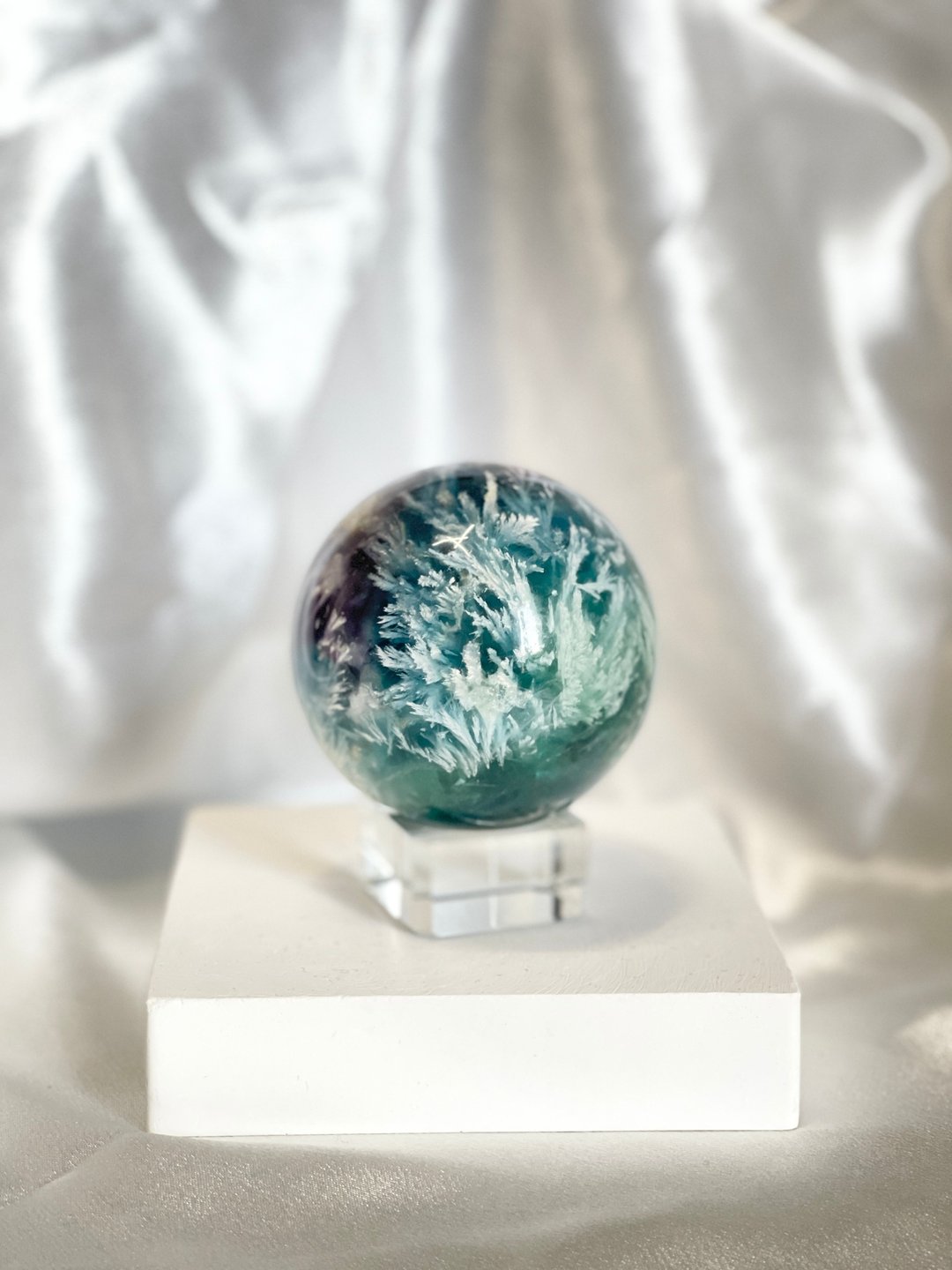 美国 天然羽毛萤石球 - 摆饰 - 水晶 蓝色