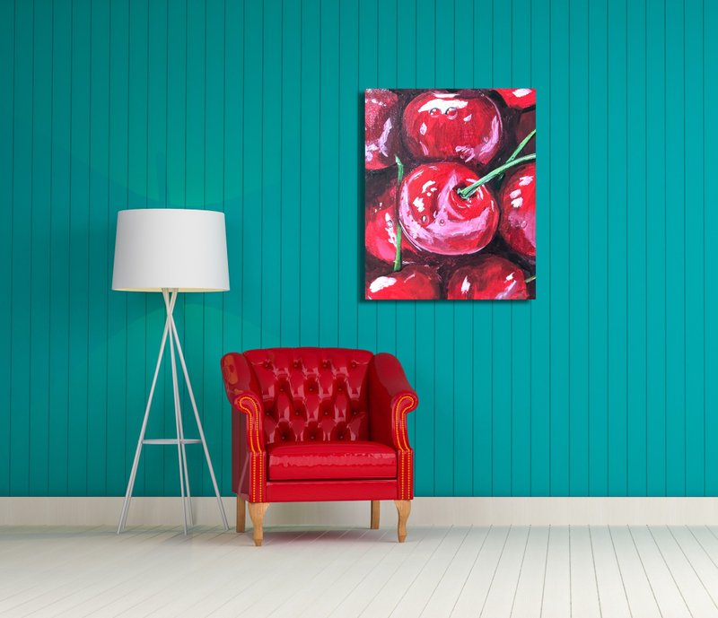 Cherry- Fresh, Living room paintings, Fruit paintings, Interior Design - 海报/装饰画/版画 - 压克力 多色