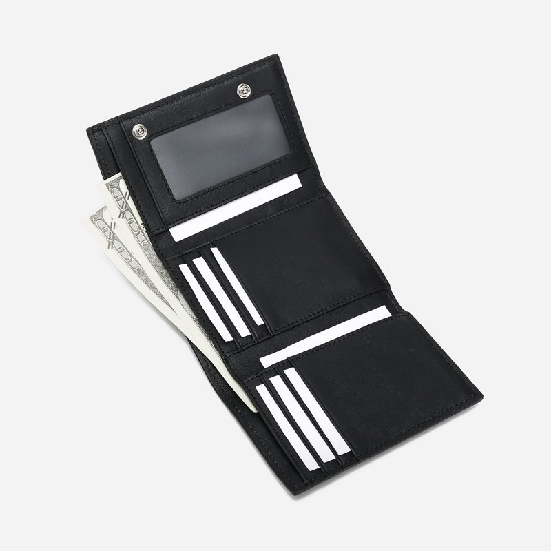 【出清】【定制化礼物】真皮短钱包皮夹 三折钱包 拉链短夹 银包 - 皮夹/钱包 - 真皮 黑色