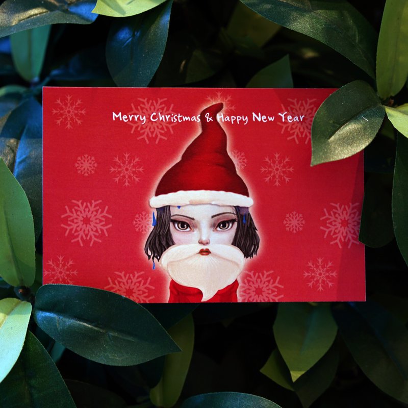 Christmas gift card - Xmas Santa girl! Postcard - Christmas card - Xmas idea gift - Character Design. - 卡片/明信片 - 纸 