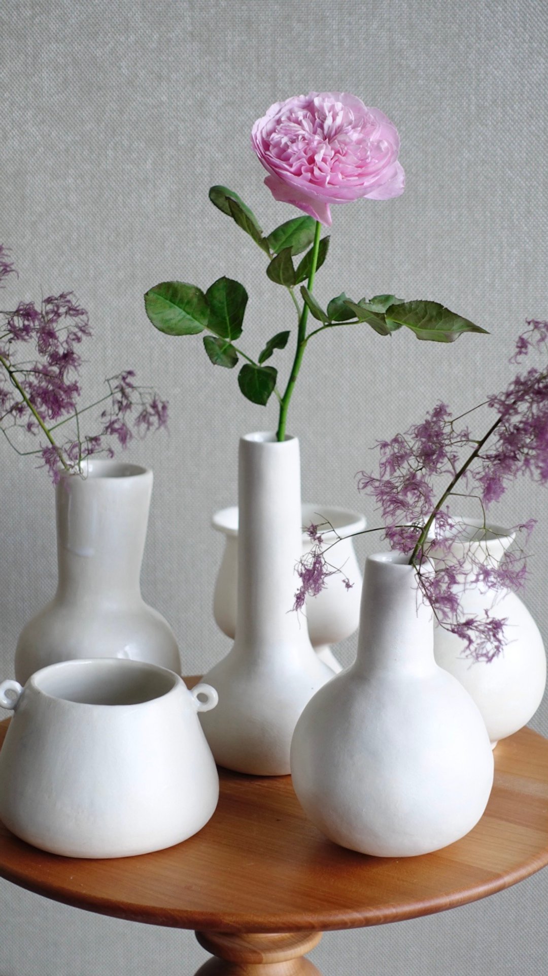 台湾陶艺家  真野玲子 手作花器 鲜花 干燥花花器 陶艺 陶器 手工 - 花瓶/陶器 - 陶 白色
