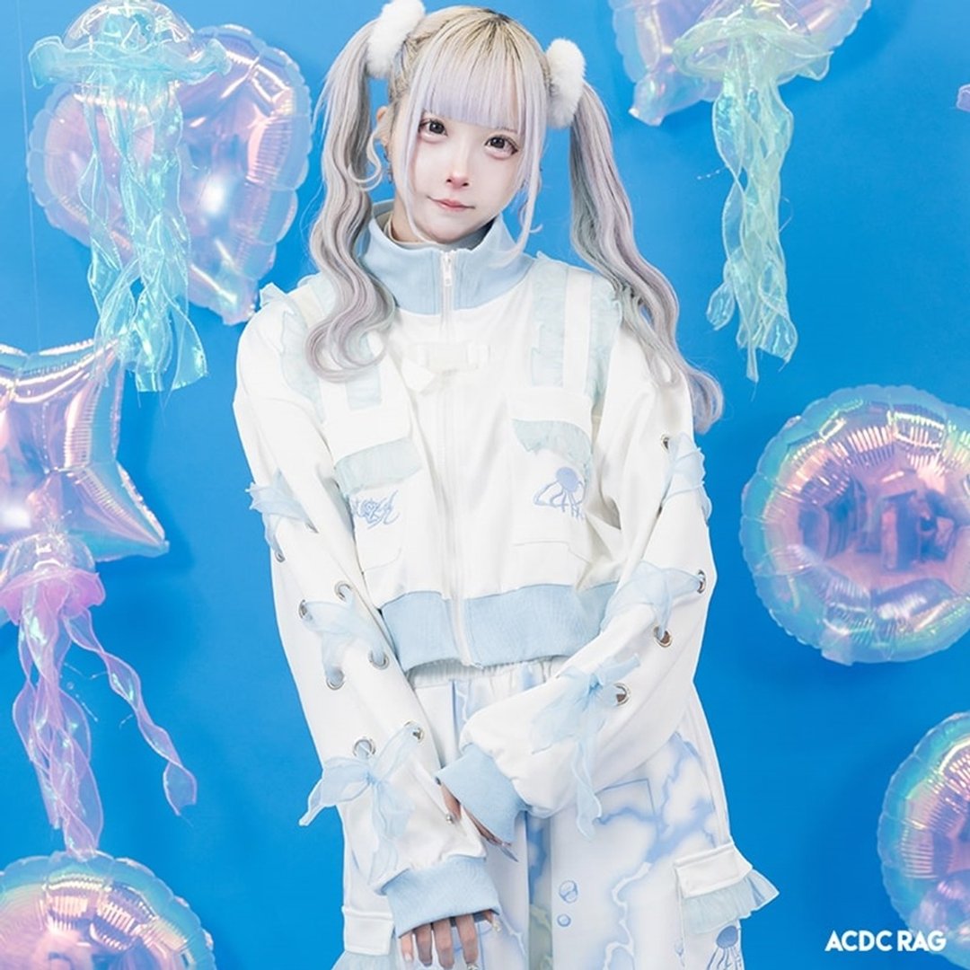 深海冒险刺绣薄纱荷叶缎带短版立领外套ACDC RAG台湾代理JA0745 - 女装休闲/机能外套 - 聚酯纤维 