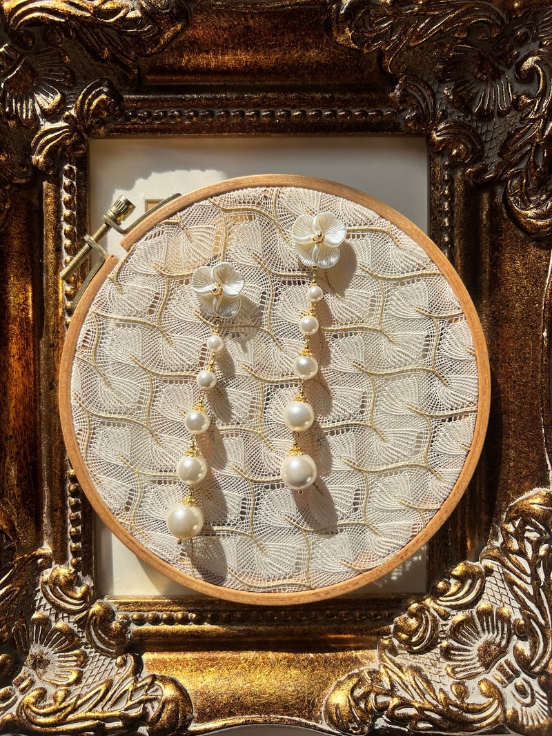 珊瑚之珠  独家原创 手制耳环 - 耳环/耳夹 - 其他材质 白色