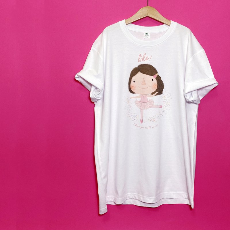 棉质短袖T-Shirt Dolly(朵力) Like!  Ballet 芭蕾 - 女装 T 恤 - 棉．麻 粉红色