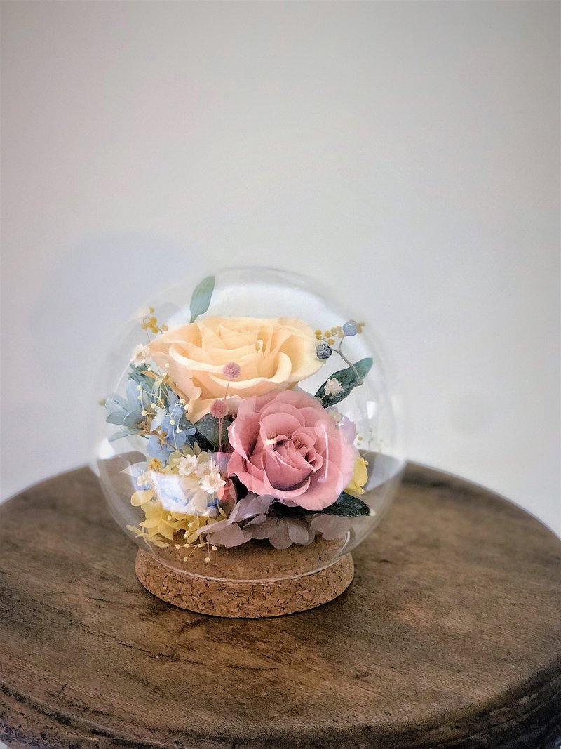 母亲节花礼花束花礼【缤纷永生花圆球玻璃罩盅】永生花 - 植栽/盆栽 - 植物．花 卡其色
