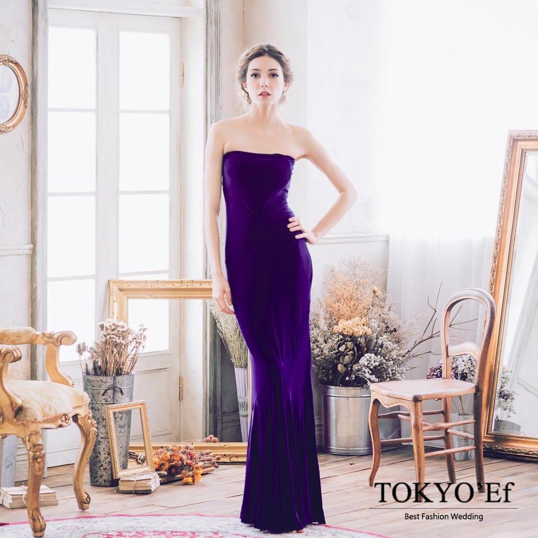 TOKYOef &SherryChen 平口鱼尾礼服/红/紫/海军深蓝 - 晚装/礼服 - 丝．绢 蓝色