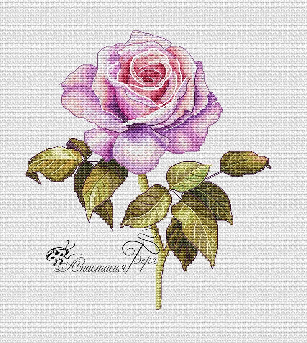 Rose Cross Stitch Pattern PDF Flower Cross Stitch Art Cross Stitch Modern Cross - 编织/刺绣/羊毛毡/裁缝 - 其他材质 多色