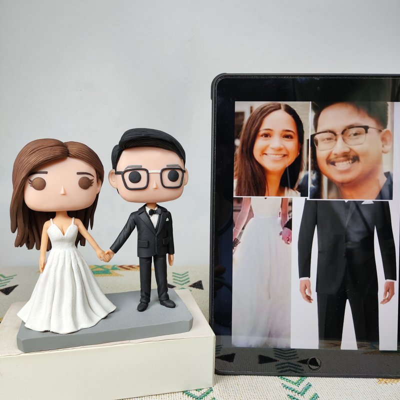 纯手工定制美国Funko Pop 自画像公仔情侣父母夫妻结婚周年礼物 - 玩偶/公仔 - 粘土 多色