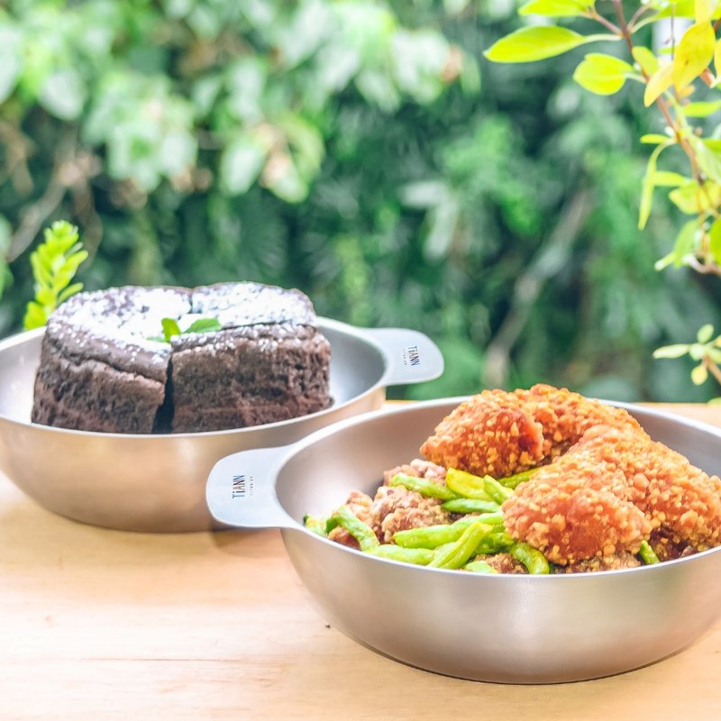 【轻松露营】可直火│纯钛苹果碗2入 (轻巧钛锅/ 烤模/ 沙拉碗) - 碗 - 其他金属 银色