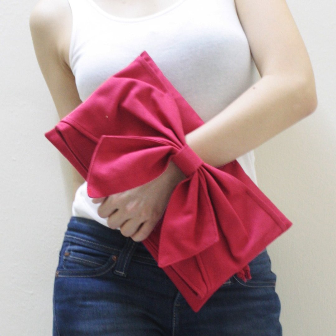 BOW CLUTCH BAG / WRISTLET / MINI IPAD SLEEVE / DINNER BAG / EVENING BAG / GIFT - 其他 - 其他材质 红色